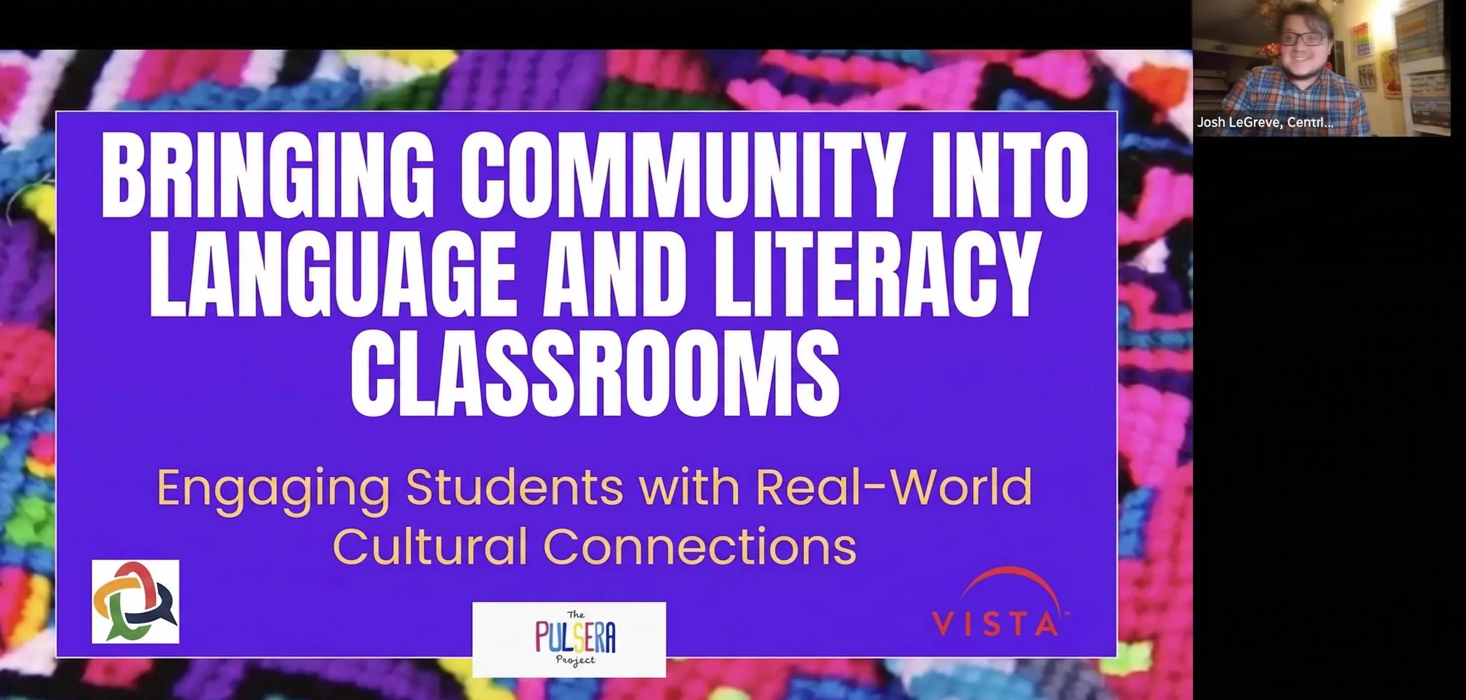 Educator presenting on community and cultural connections in the classroom